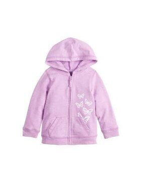 Infant Baby Girl Jumping Beans French Terry Lilac Butterflies Zip-Up Hoodie 12M